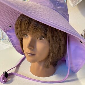 Chic Lavender Wide Brim Flap Hat UPF 50+